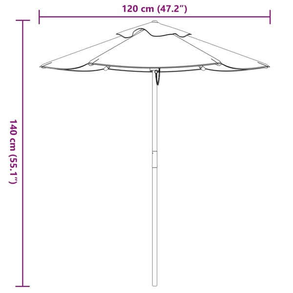 vidaXL Hageparasoll for barn med trestang Ø120x140 cm