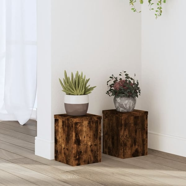 vidaXL Plantestativer 2 stk røkt eik 15x15x20 cm konstruert tre