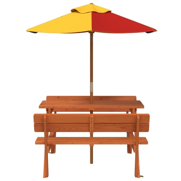 vidaXL Piknikbord for 4 barn med parasoll heltre gran