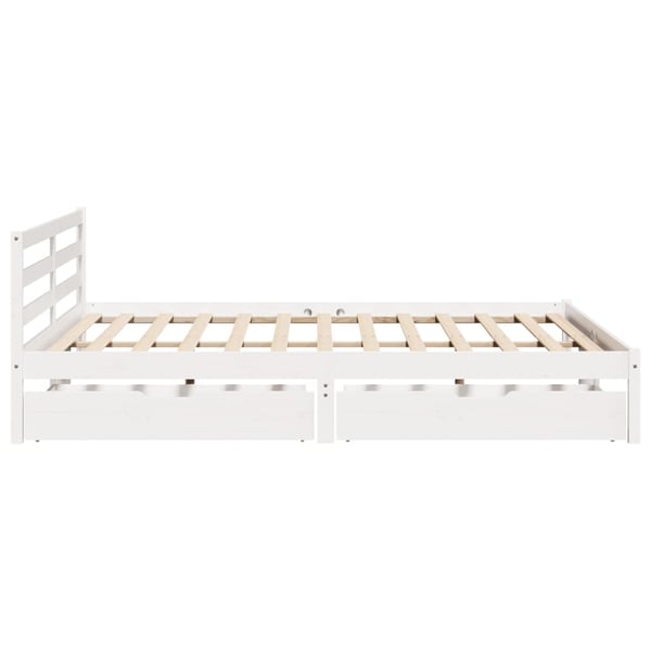 vidaXL Sengeramme med madrass hvit 200x200 cm heltre furu