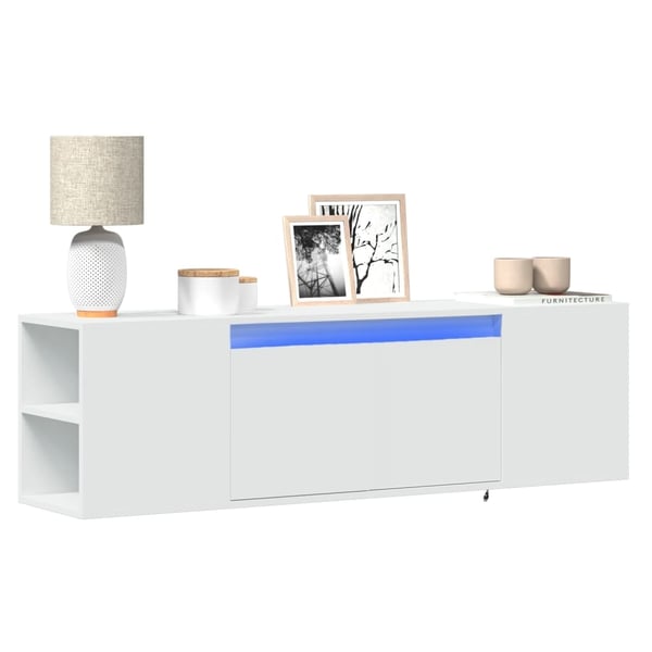 vidaXL Vegghengt TV-benk med LED hvit 135x31x39,5 cm