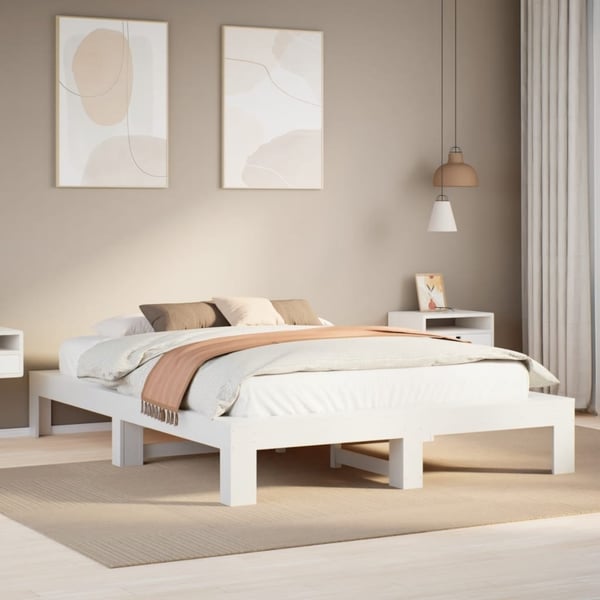 vidaXL Sengeramme uten madrass hvit 160x200 cm heltre furu