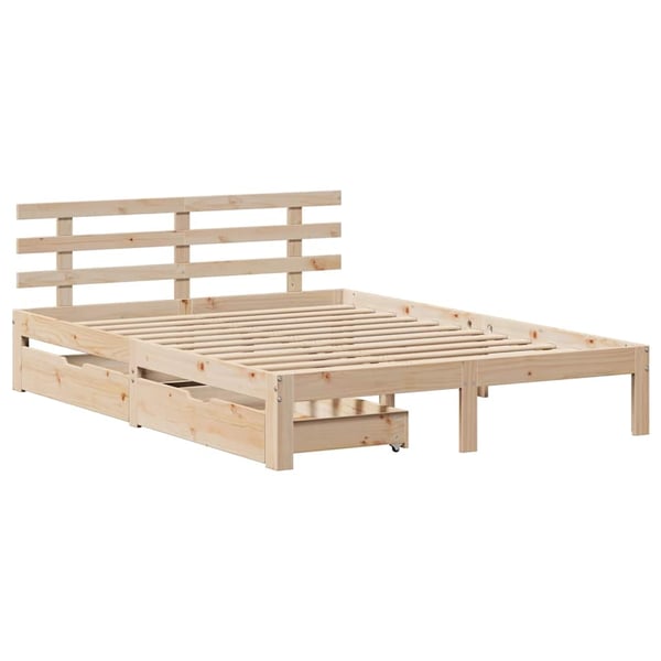 vidaXL Sengeramme med skuffer 140x190 cm heltre furu