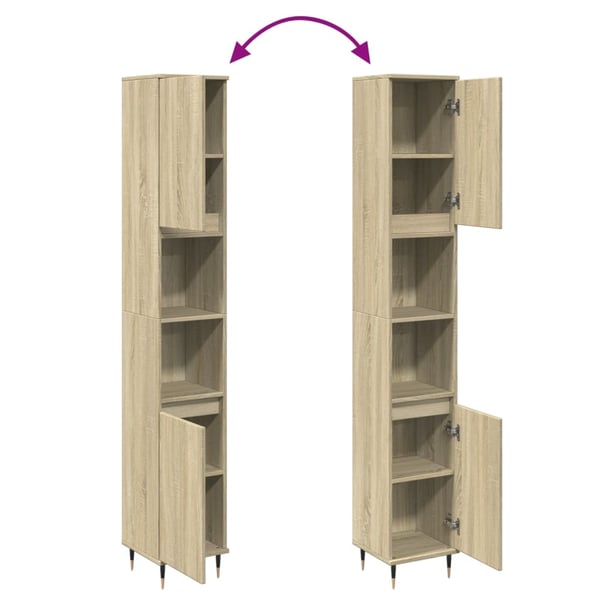 vidaXL badeværelsesskab 30x30x190 cm konstrueret træ sonoma-eg