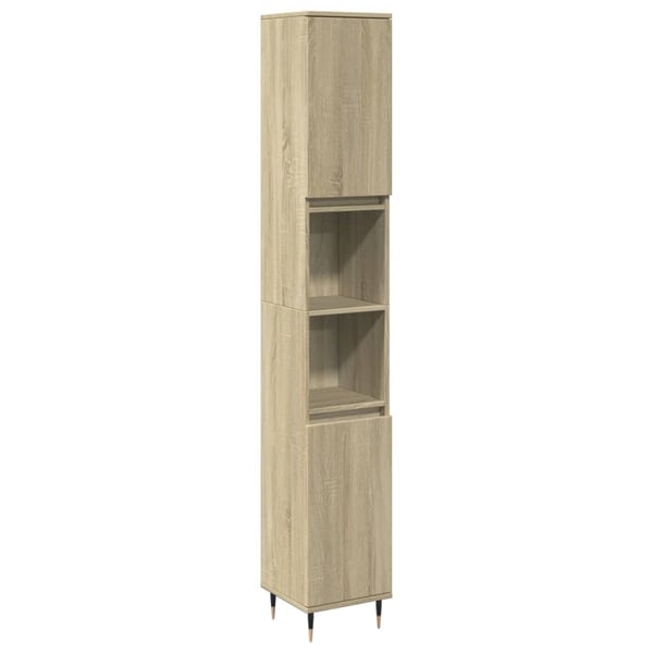 vidaXL badeværelsesskab 30x30x190 cm konstrueret træ sonoma-eg