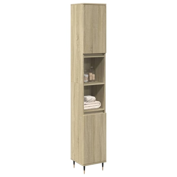 vidaXL badeværelsesskab 30x30x190 cm konstrueret træ sonoma-eg