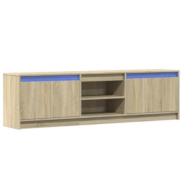 vidaXL tv-bord med LED-lys 180x34x50 cm konstrueret træ sonoma-eg