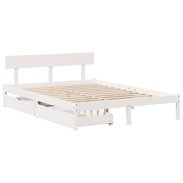 vidaXL sengeramme uden madras 120x190 cm massivt fyrretræ hvid