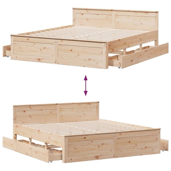 vidaXL Sengeramme uten madrass med hodegavl 200x200 cm heltre furu