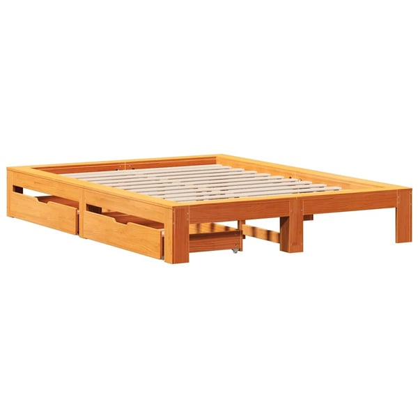 vidaXL Sengeramme uten madrass voksbrun 140x190 cm heltre furu