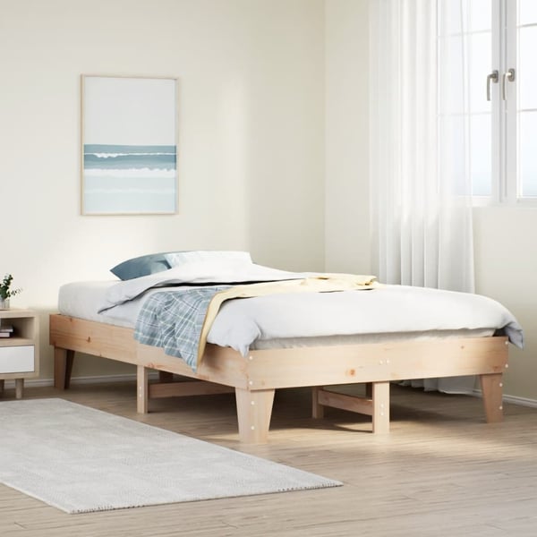 vidaXL sengeramme uden madras 135x190 cm massivt fyrretræ hvid