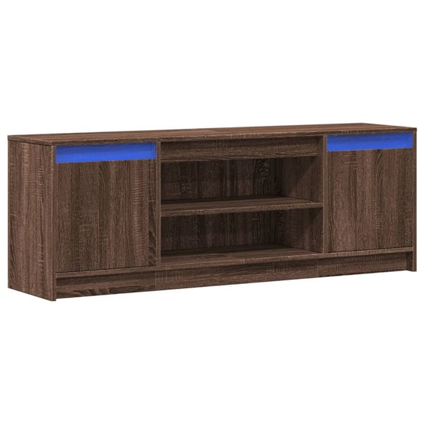 vidaXL TV-benk med LED brun eik 139,5x34x50 cm konstruert tre