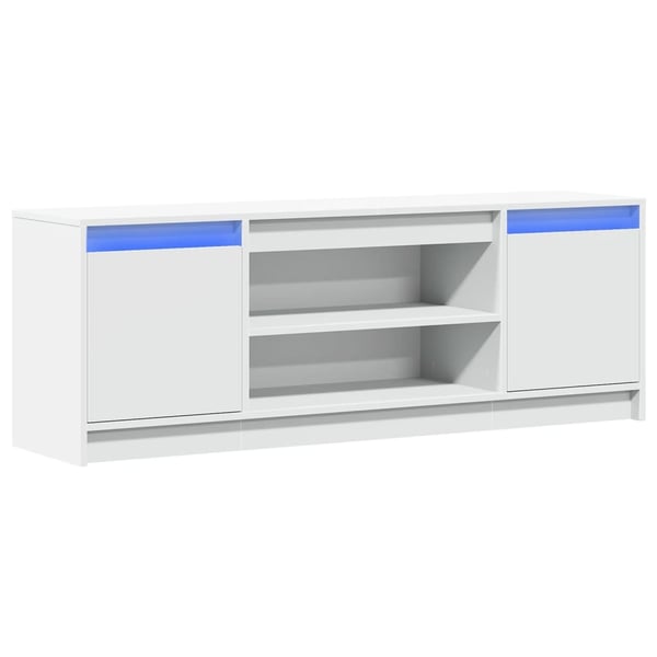 vidaXL TV-benk med LED hvit 139,5x34x50 cm konstruert tre