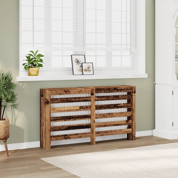 vidaXL radiatorskjuler 149x20x82 cm konstrueret træ antikt træ