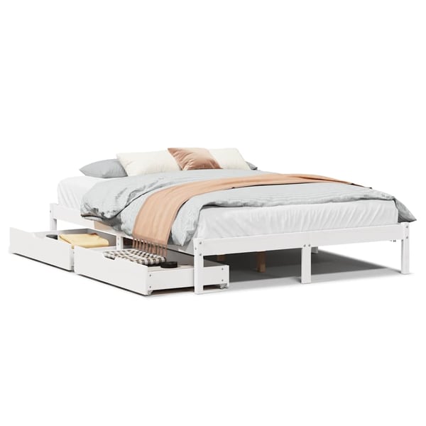 vidaXL sengeramme uden madras 140x190 cm massivt fyrretræ hvid