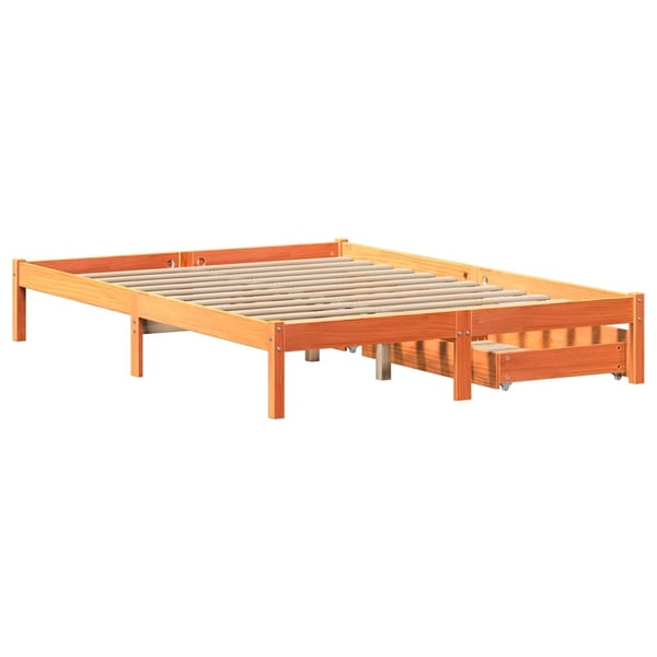 vidaXL Sengeramme uten madrass brun 135x190 cm heltre furu