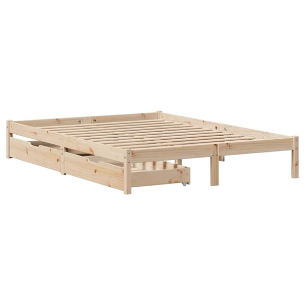 vidaXL Sengeramme uten madrass hvit 135x190 cm heltre furu