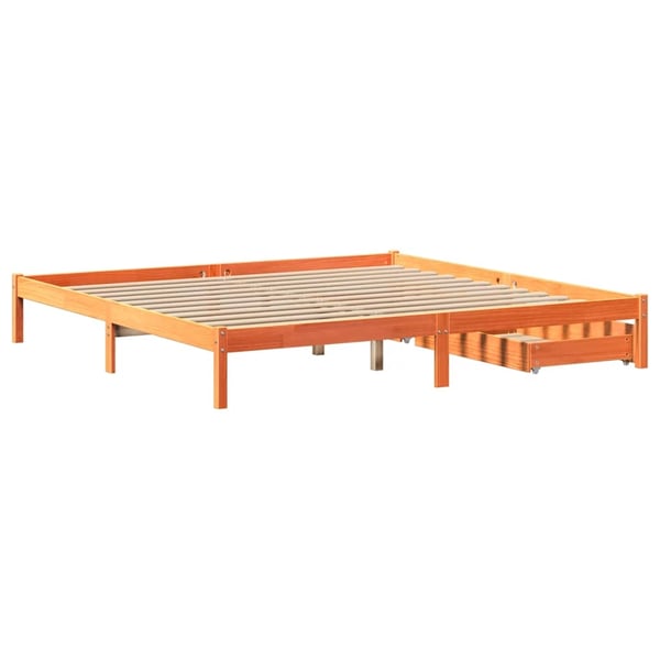 vidaXL Sengeramme uten madrass voksbrun 200x200 cm heltre furu