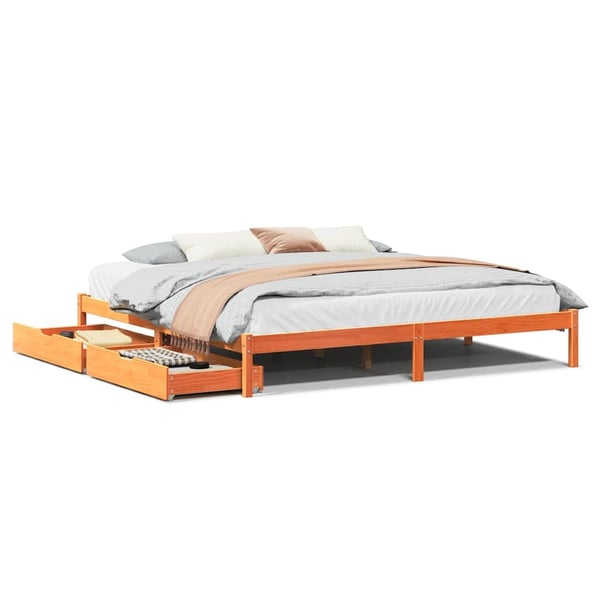 vidaXL Sengeramme uten madrass voksbrun 200x200 cm heltre furu