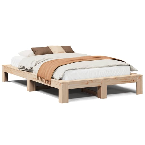 vidaXL Sengeramme uten madrass hvit 135x190 cm heltre furu