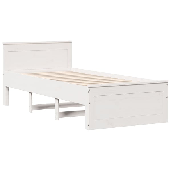 vidaXL Sengeramme uten madrass med hodegavl hvit 90x200 cm heltre furu