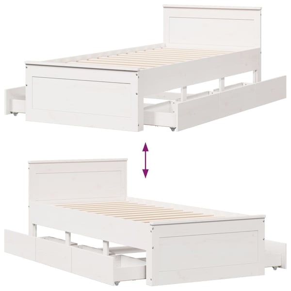 vidaXL Sengeramme uten madrass med hodegavl hvit 90x200 cm heltre furu