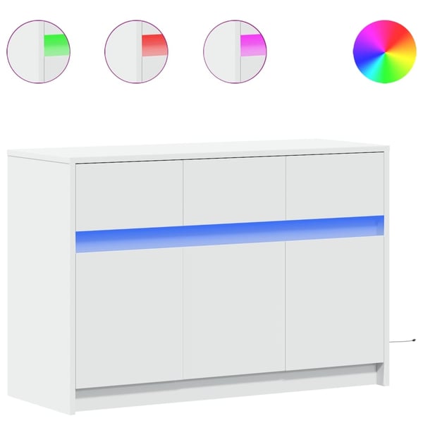 vidaXL TV-benk med LED hvit 91x34x61 cm konstruert tre