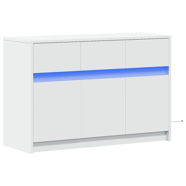 vidaXL TV-benk med LED hvit 91x34x61 cm konstruert tre