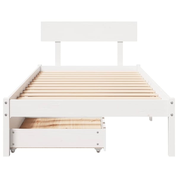 vidaXL Sengeramme uten madrass hvit 100x200 cm heltre furu