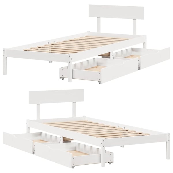 vidaXL Sengeramme uten madrass hvit 100x200 cm heltre furu