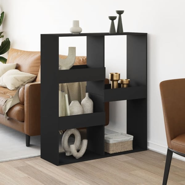 vidaXL rumdeler 100x33x115 cm konstrueret træ sort