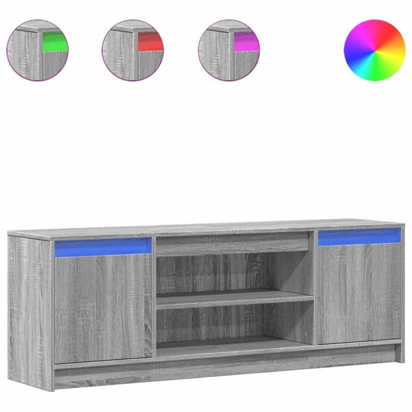 vidaXL TV-benk med LED grå sonoma 139,5x34x50 cm konstruert tre