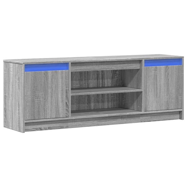 vidaXL TV-benk med LED grå sonoma 139,5x34x50 cm konstruert tre