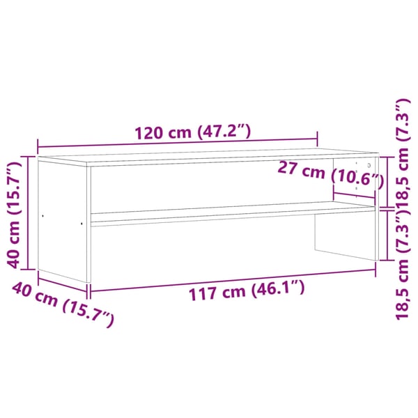 vidaXL TV-benk artisan eik 120x40x40 cm sponplate