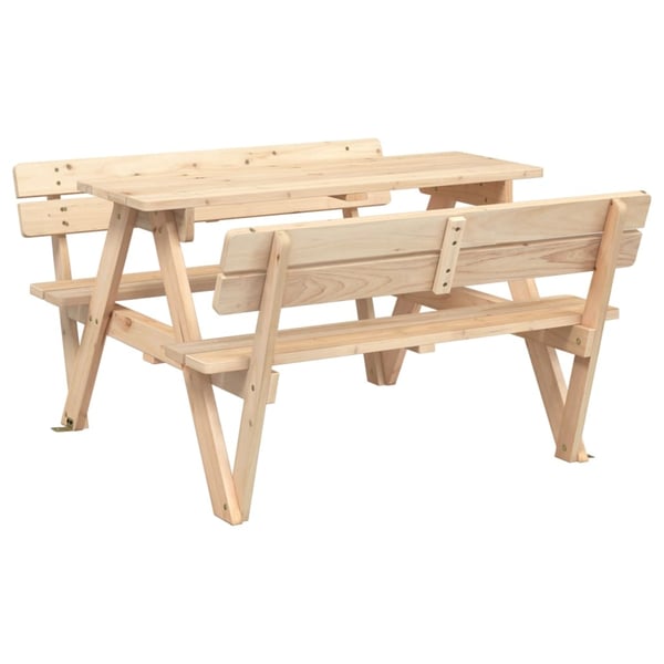 vidaXL picnicbord til 4 børn m. parasol massivt grantræ