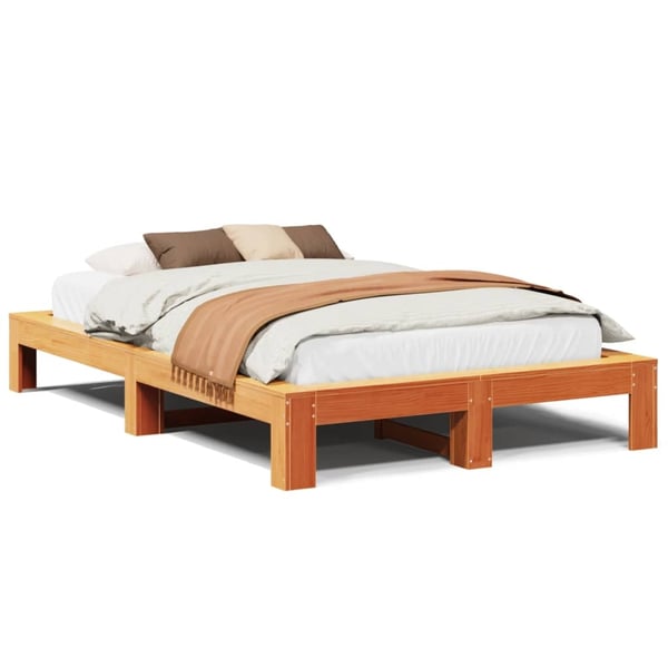 vidaXL Sengeramme uten madrass voksbrun 120x190 cm heltre furu