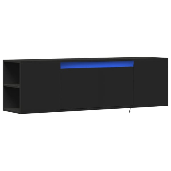 vidaXL TV-seinäkaappi LED-valoilla musta 135x31x39,5 cm
