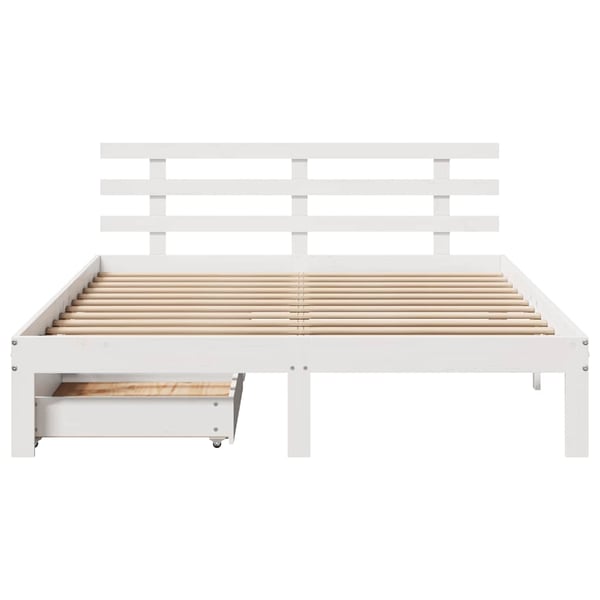 vidaXL Sengeramme med skuffer hvit 140x200 cm heltre furu