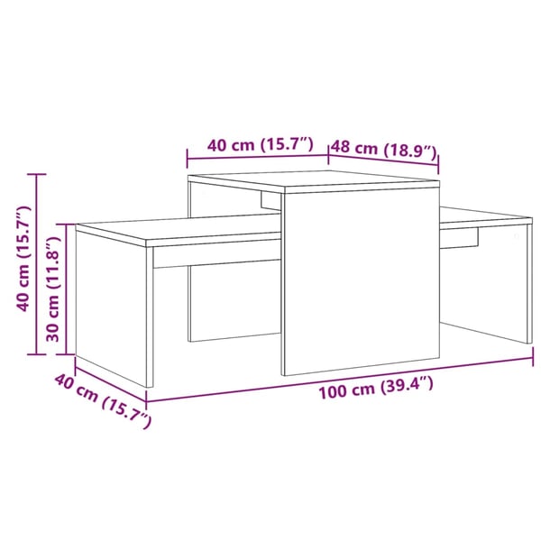 vidaXL sofabord 100x48x40 cm konstrueret træ antikt træ