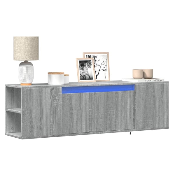 vidaXL Vegghengt TV-benk med LED grå sonoma 135x31x39,5 cm
