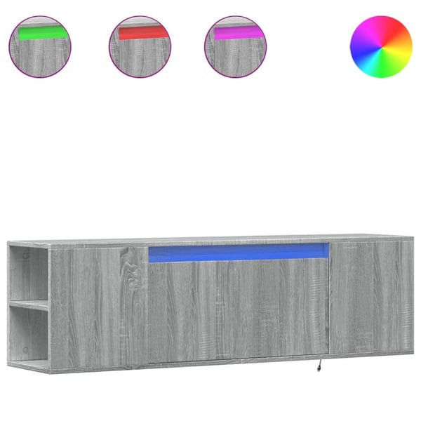 vidaXL Vegghengt TV-benk med LED grå sonoma 135x31x39,5 cm