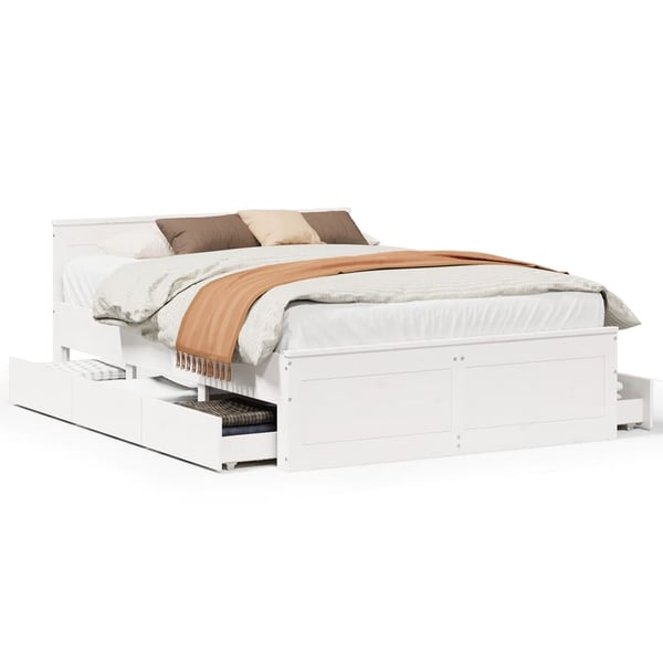 vidaXL Sengeramme uten madrass med hodegavl hvit 150x200cm heltre furu
