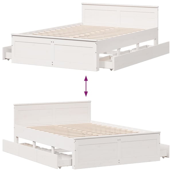 vidaXL Sengeramme uten madrass med hodegavl hvit 150x200cm heltre furu