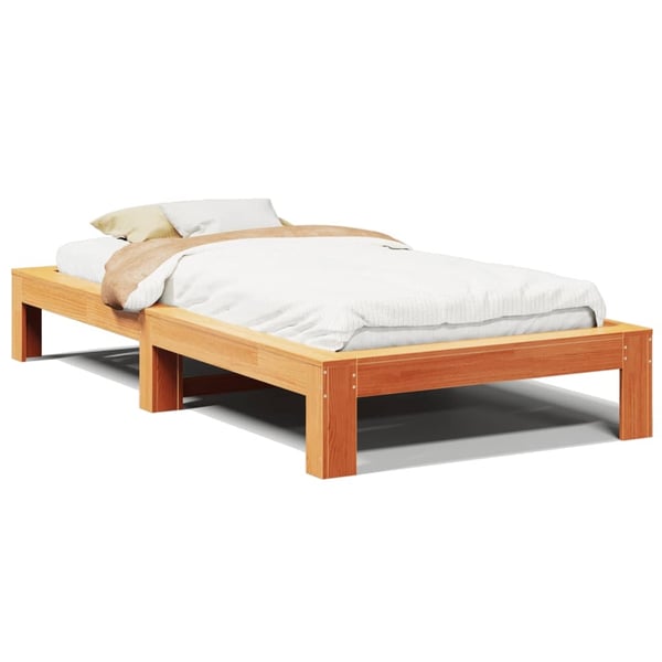 vidaXL Sengeramme uten madrass voksbrun 90x190 cm heltre furu