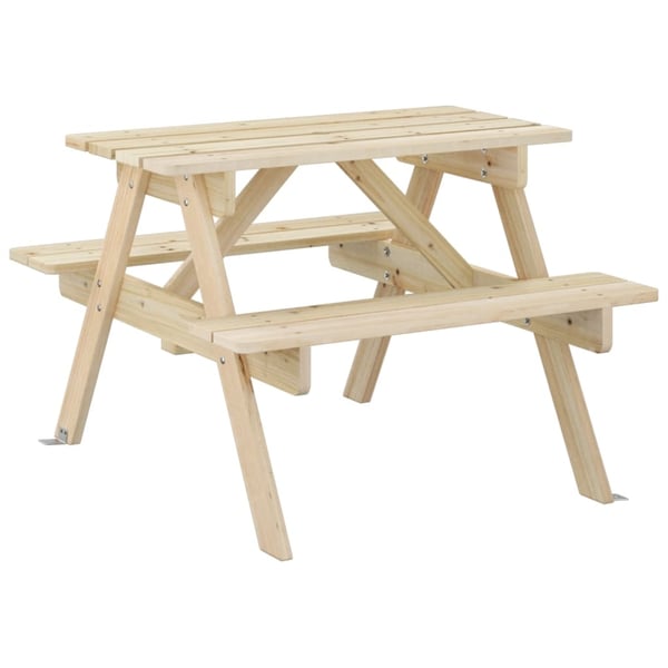 vidaXL Piknikbord for 4 barn med parasollhull heltre gran