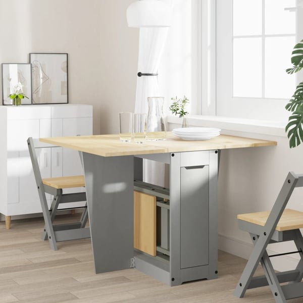 vidaXL Sommerfugl spisebord sammenleggbart Corona grå heltre furu