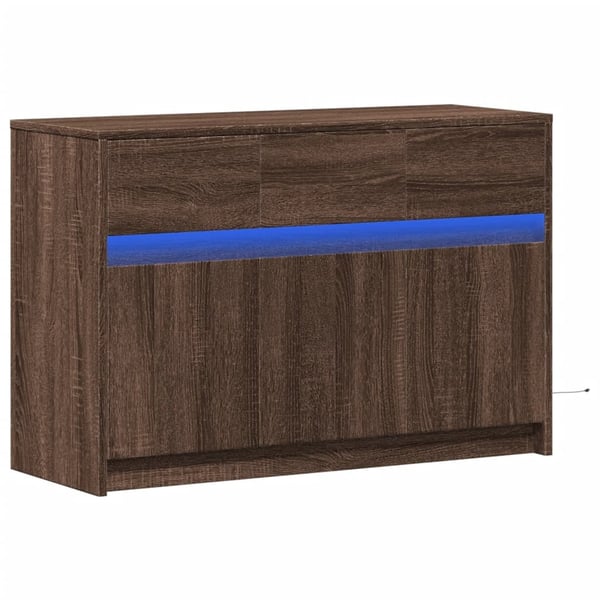 vidaXL TV-benk med LED brun eik 91x34x61 cm konstruert tre