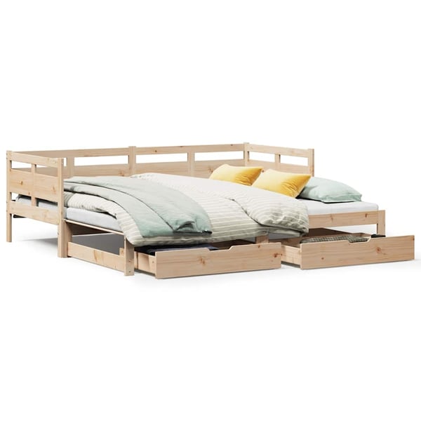 vidaXL Uttrekkbar dagseng med skuffer uten madrass 90x190 cm