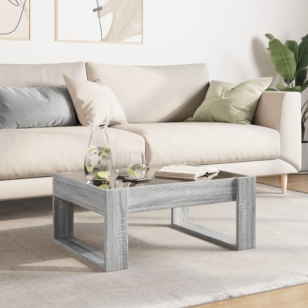 vidaXL Sohvapöytä Infinity LED-valoilla harmaa Sonoma 70x53x30 cm