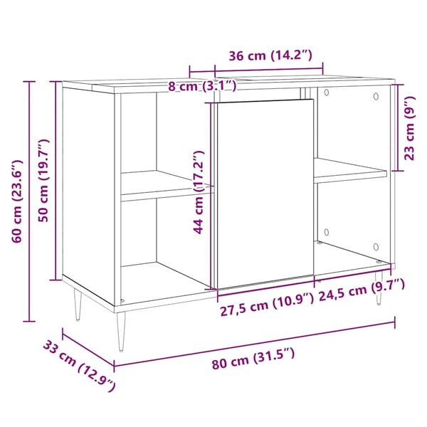 vidaXL Baderomsskap høyglans hvit 80x33x60 cm konstruert tre